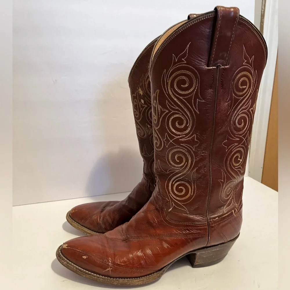 Men's Brown Style 08207 Leather Justin Cowboy Boots Sz 8.5 D